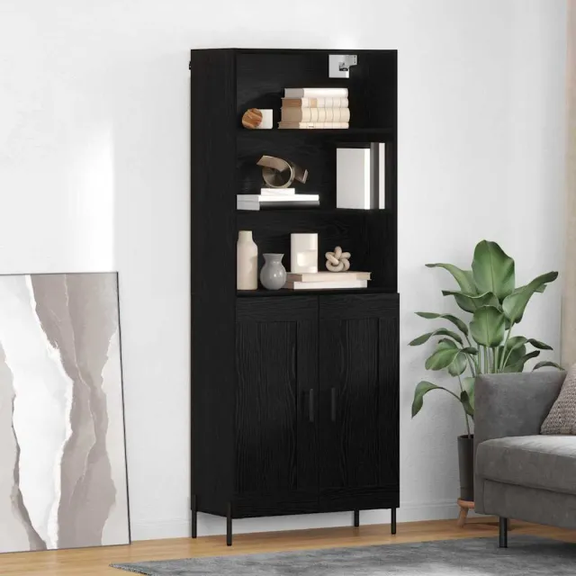 vidaXL Hoge kast Zwart eiken 69,5 x 34 x 180 cm Bewerkt hout, foto 2