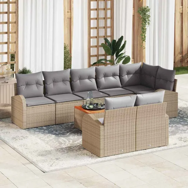 vidaXL Tuinbankenset 9 st Beige en Licht Grijs poly rattan