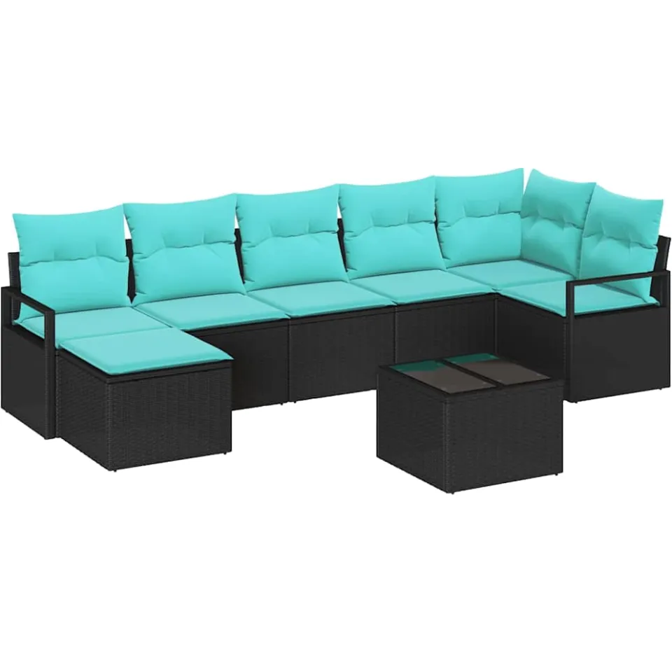 vidaXL Bankstel 8 st Zwart poly rattan