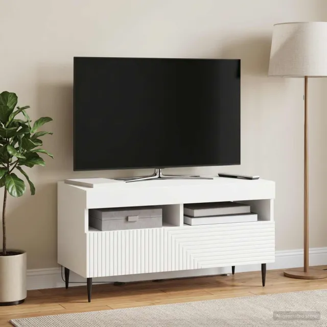 vidaXL LED tv-meubel HAARLEM 81 x 35 x 43 cm Wit Bewerkt hout