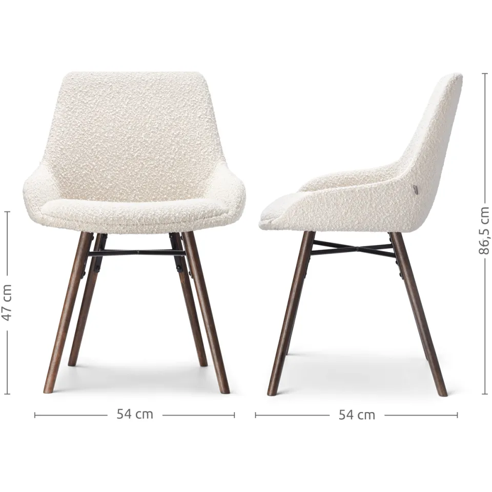 Nolon Nena-Isa eetkamerstoel bouclé beige - walnoot houten onderstel, foto 4