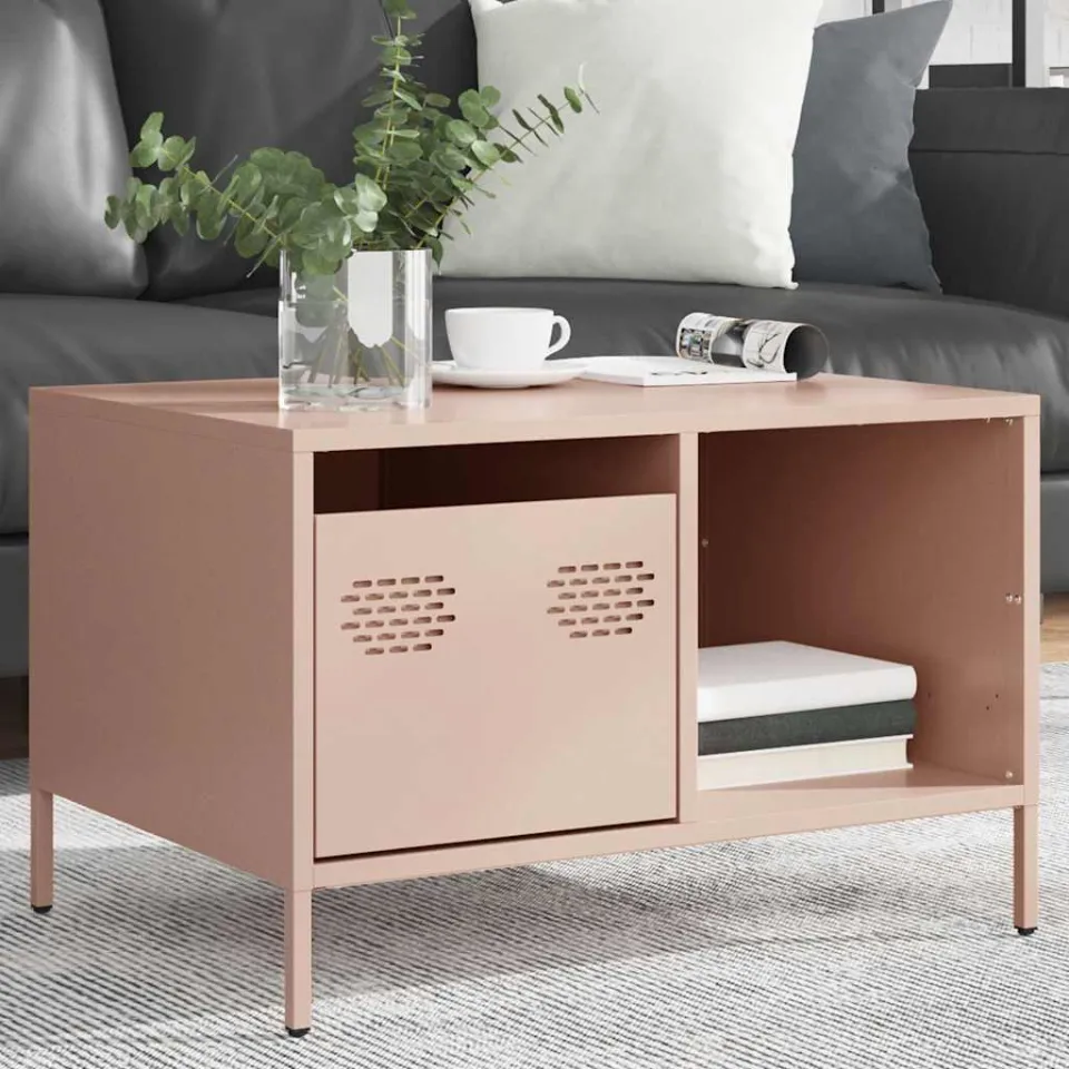 vidaXL Salontafel 68,5x50x43,5 cm koudgewalst staal roze, foto 4