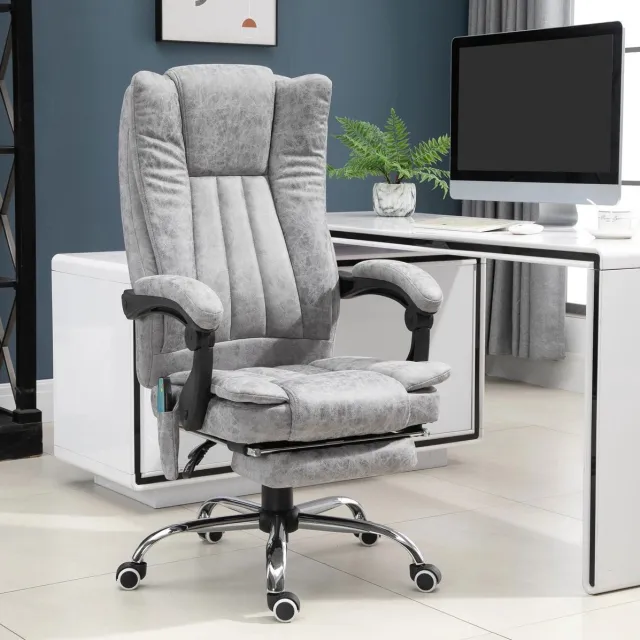 COVREO Bureaustoel 62x67x113-120 cm grijs, microvezel met massagefunctie