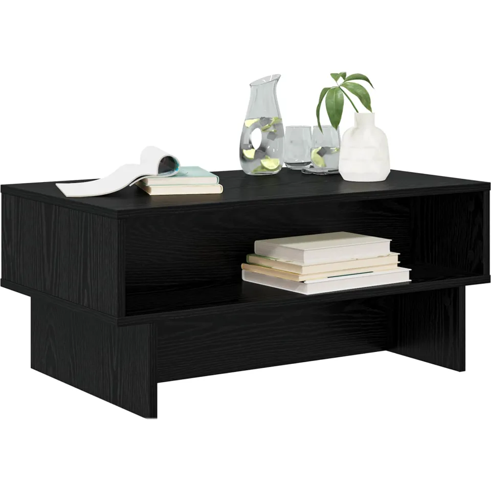 vidaXL Salontafel Zwart Eiken 80 x 46 x 35 cm Bewerkt hout