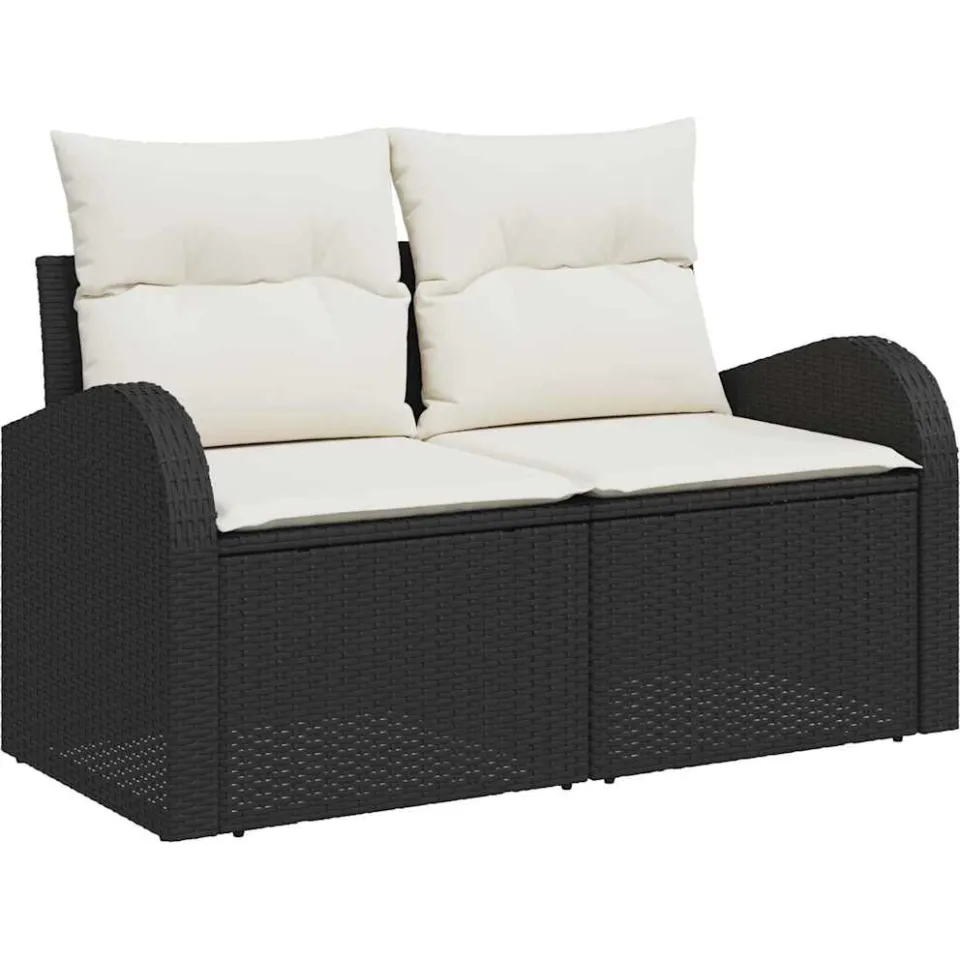 vidaXL Tuinbankenset 7 st Zwart poly rattan, foto 4