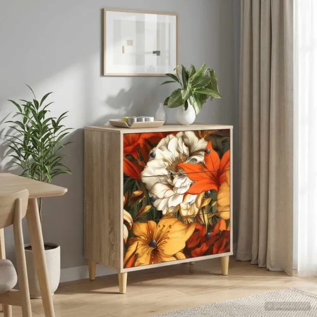 vidaXL Ladekast GENNEP Lelieprint 66 x 36,5 x 75 cm Bewerkt hout Bruin