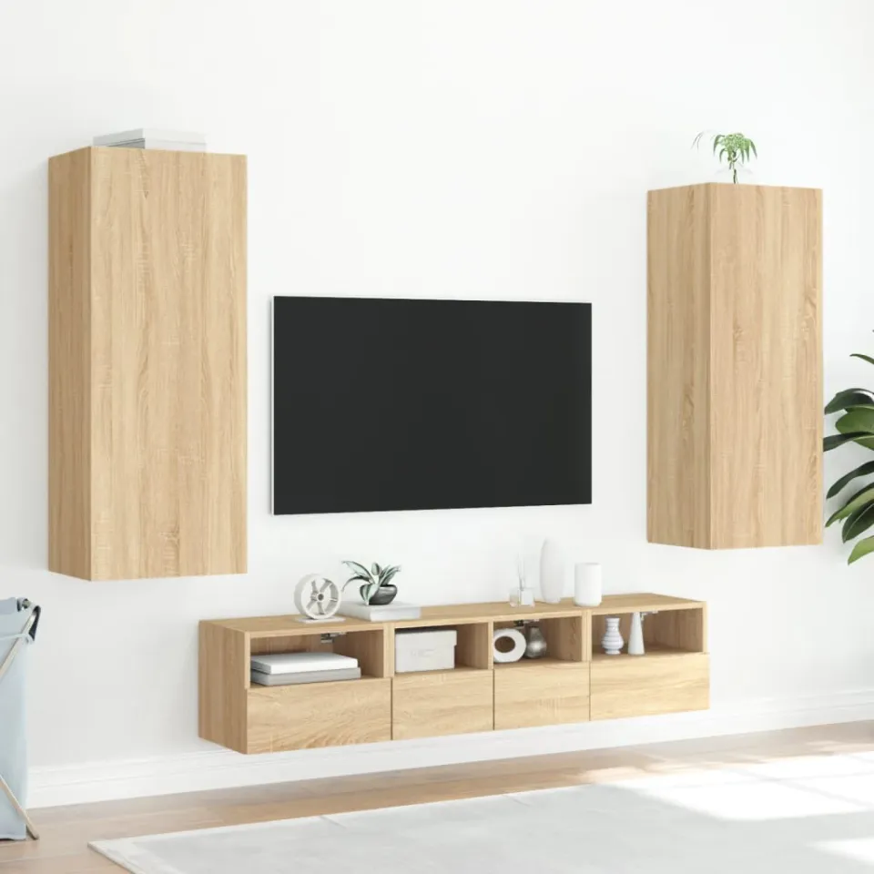 vidaXL Tv-wandmeubel 40,5x30x102 cm bewerkt hout sonoma eikenkleurig, foto 4