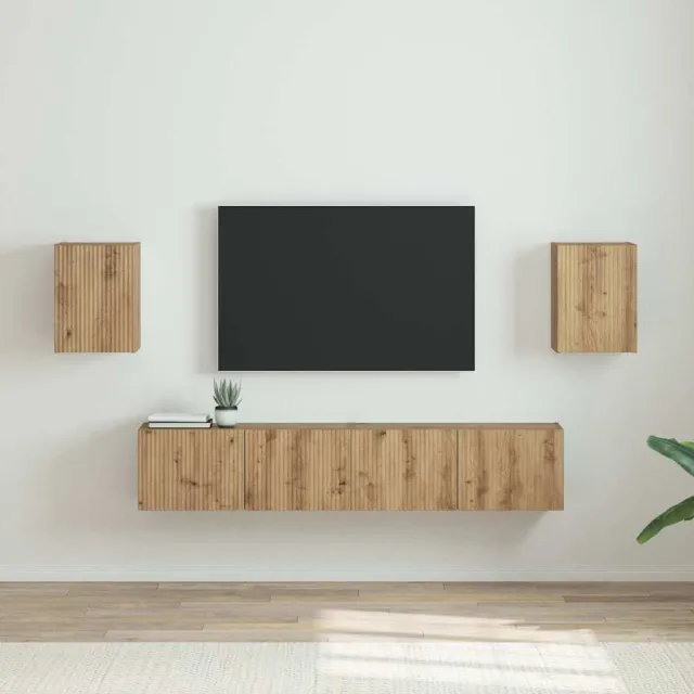 vidaXL TV Wandkast 2 st Artisanaal eiken Bewerkt hout, foto 2