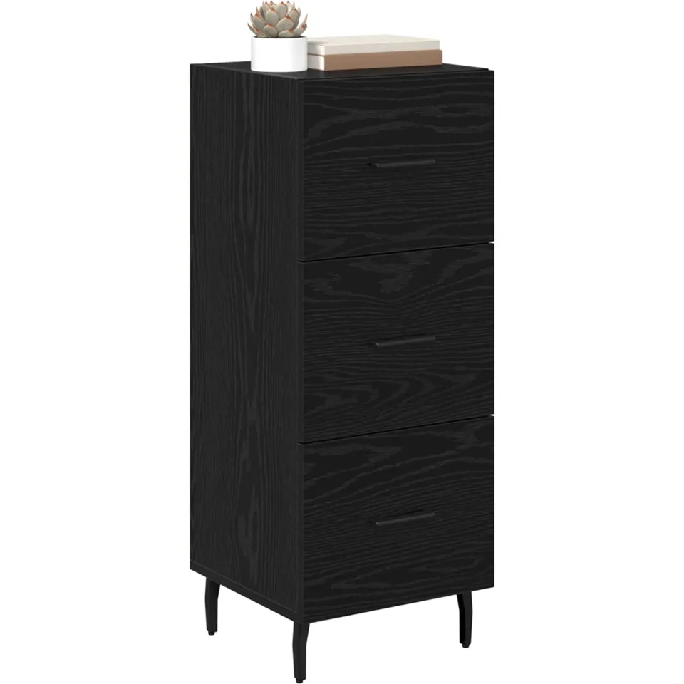 vidaXL Dressoir Zwart eiken 34 x 34.5 x 90 cm Bewerkt hout