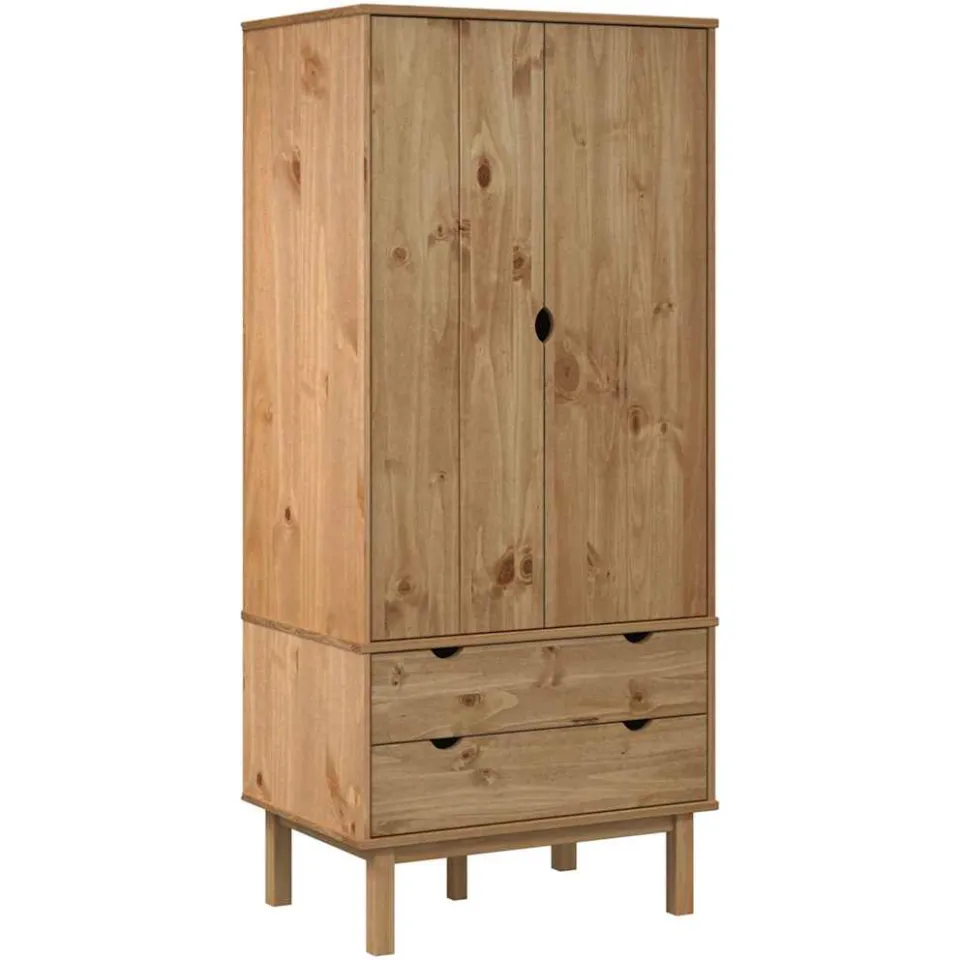 vidaXL Kledingkast OTTA 76,5x53x172 cm massief grenenhout bruin, foto 3