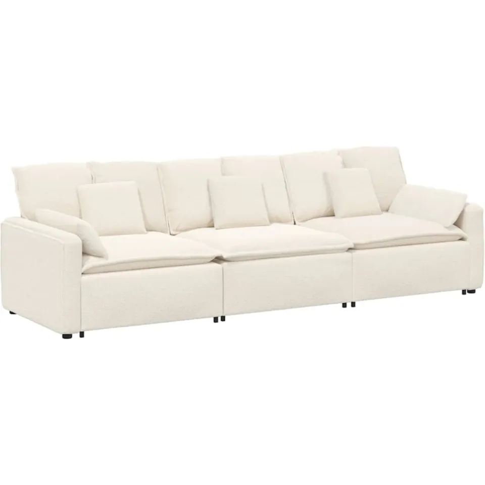 vidaXL Modulaire bank met kussens crèmekleurig, foto 3
