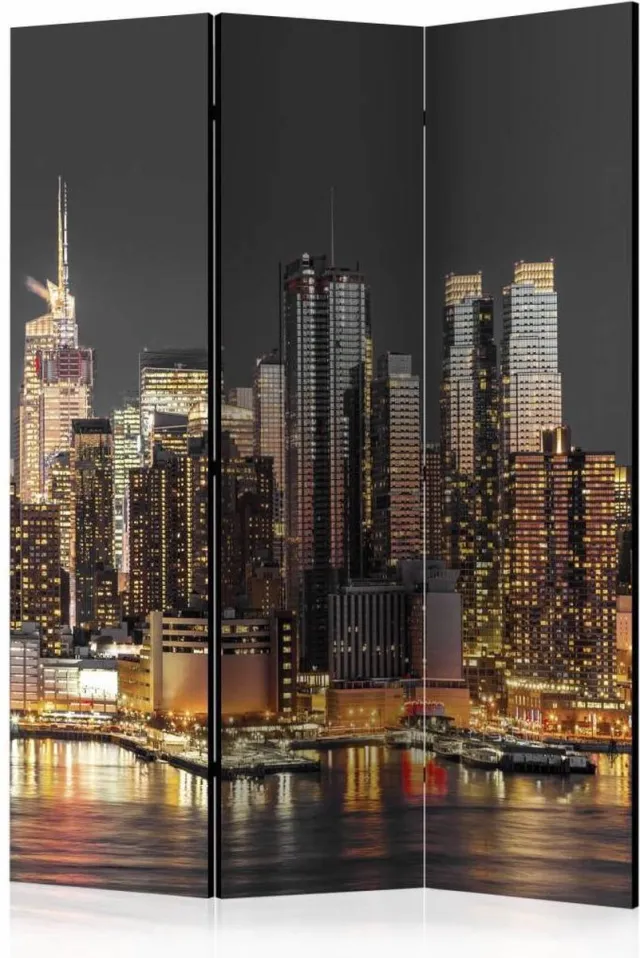 karo-art Vouwscherm / Kamerscherm - New York in Twilight 135x172cm , gemonteerd geleverd, dubbelzijdig geprint Multikleur