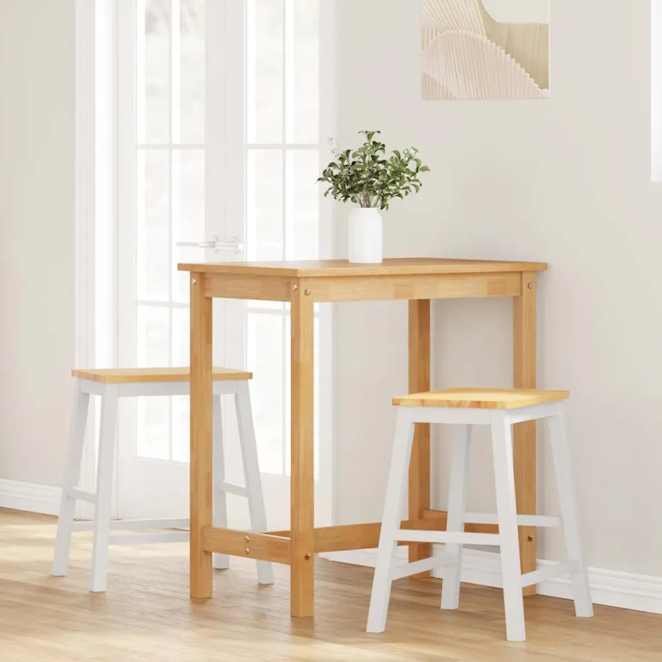 vidaXL Barstoelen 2 st massief hout wit, foto 3