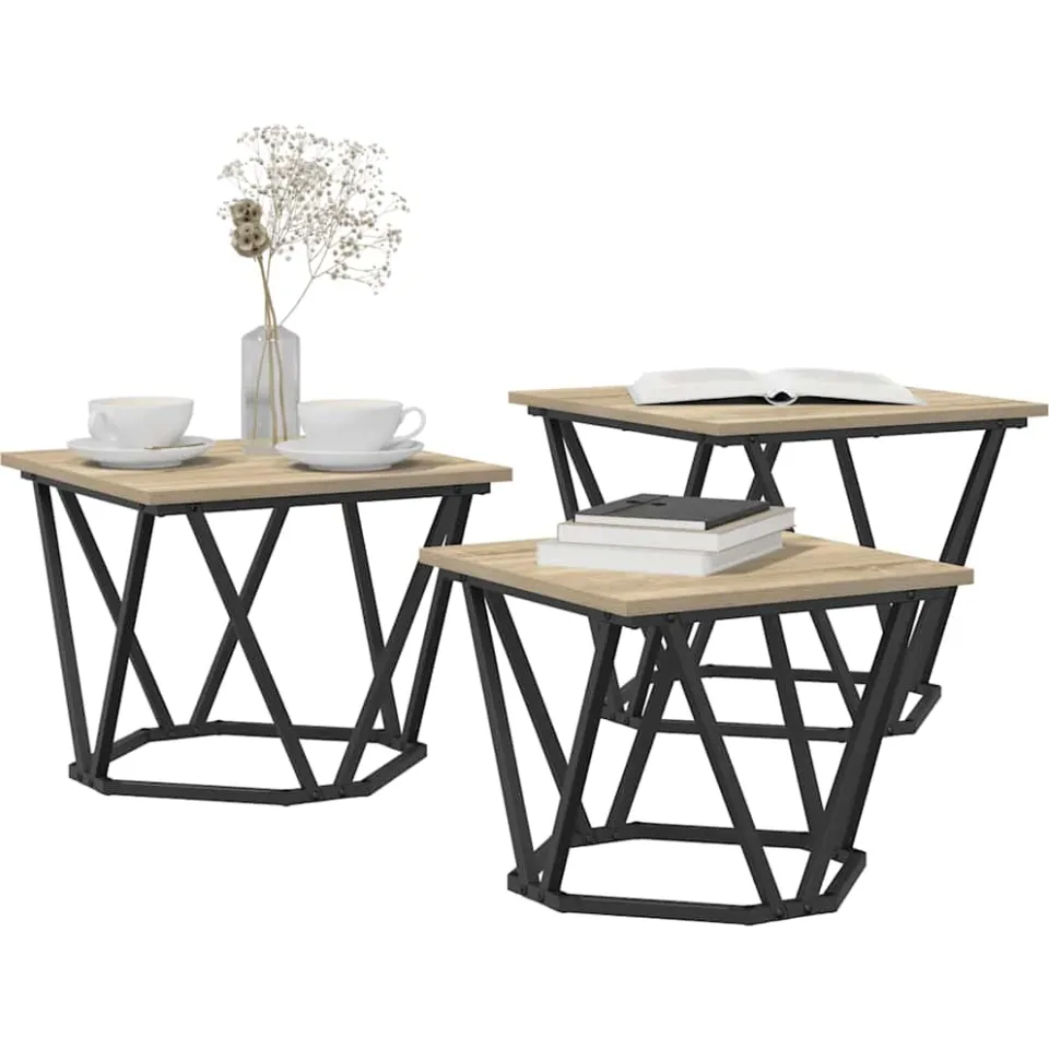 vidaXL Salontafel 3 st Sonoma Eiken 50 x 50 x 40 cm Bruin