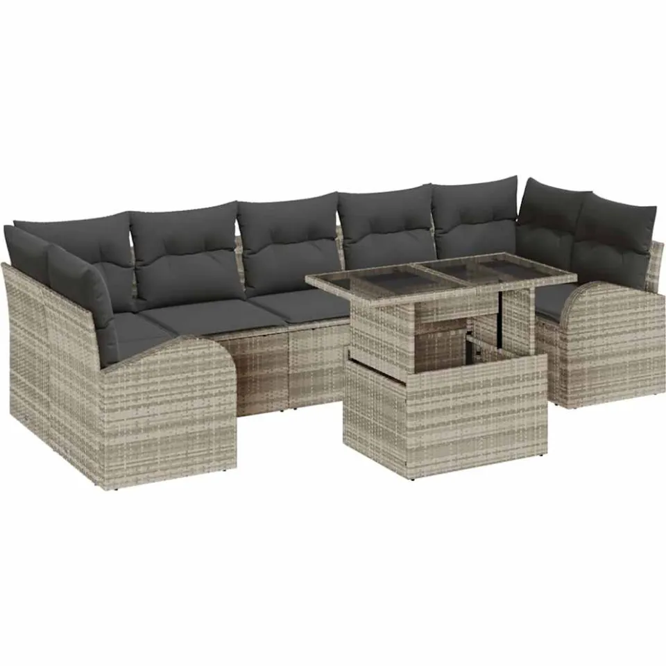 vidaXL Tuin Sofa Set 8 st Lichtgrijs poly rattan