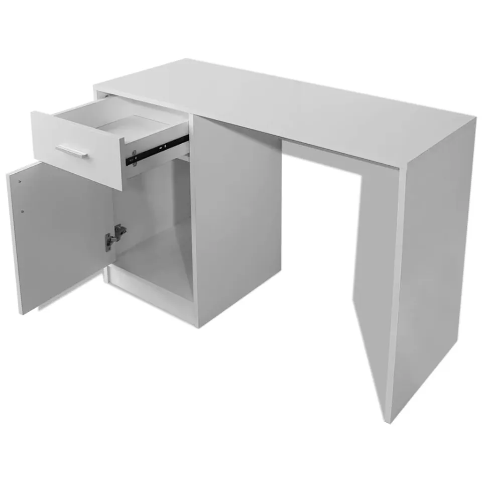 vidaXL Bureau met lade en kastje 100x40x73 cm wit, foto 4