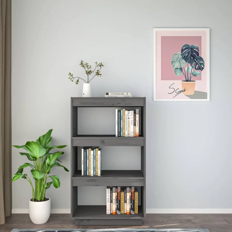 vidaXL Boekenkast/kamerscherm 60x35x103 cm massief grenenhout grijs, foto 3