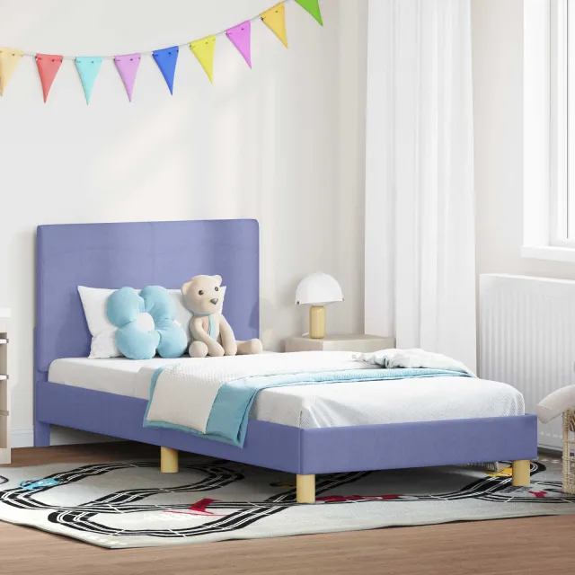 vidaXL Bedframe voor kinderen met hoofdbord Jeans Blauw 90 x 200 cm