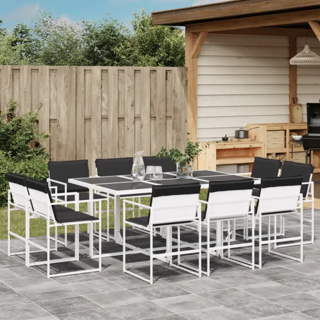 vidaXL 11-delige Tuinset met kussens textileen wit, foto 2