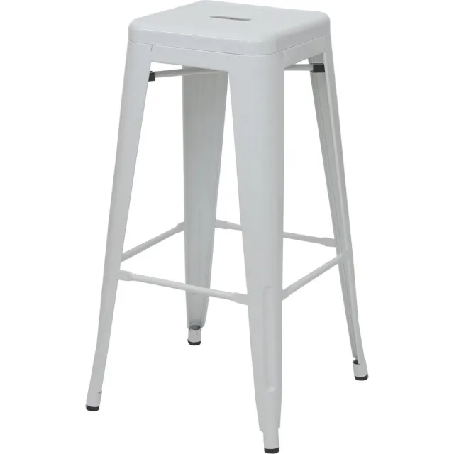 MCW Barkruk MCW-A73, barkruk tegenkruk, metalen industrieel ontwerp stapelbaar ~ wit
