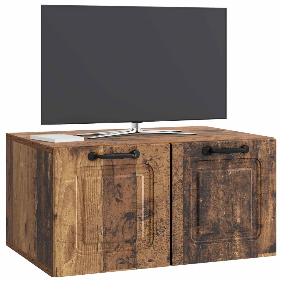 vidaXL Wandbeugel TV-kast Oud hout 59,5 x 41 x 30 cm Bewerkt hout Bruin