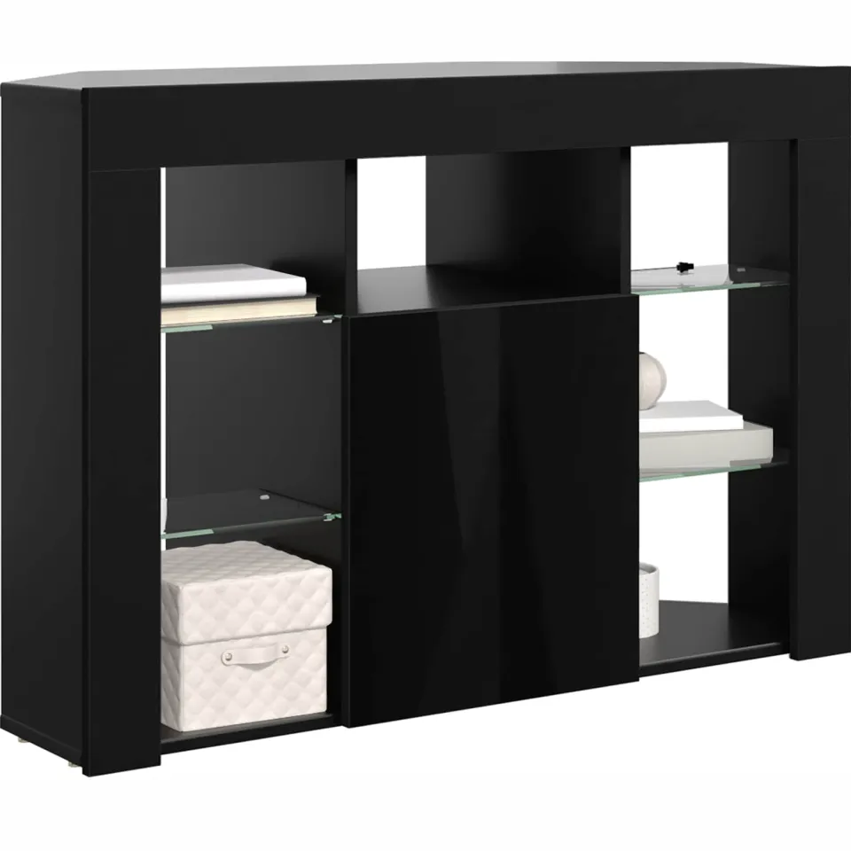 vidaXL Hoek LED TV Kast 100x40x68cm Zwart Bewerkt hout