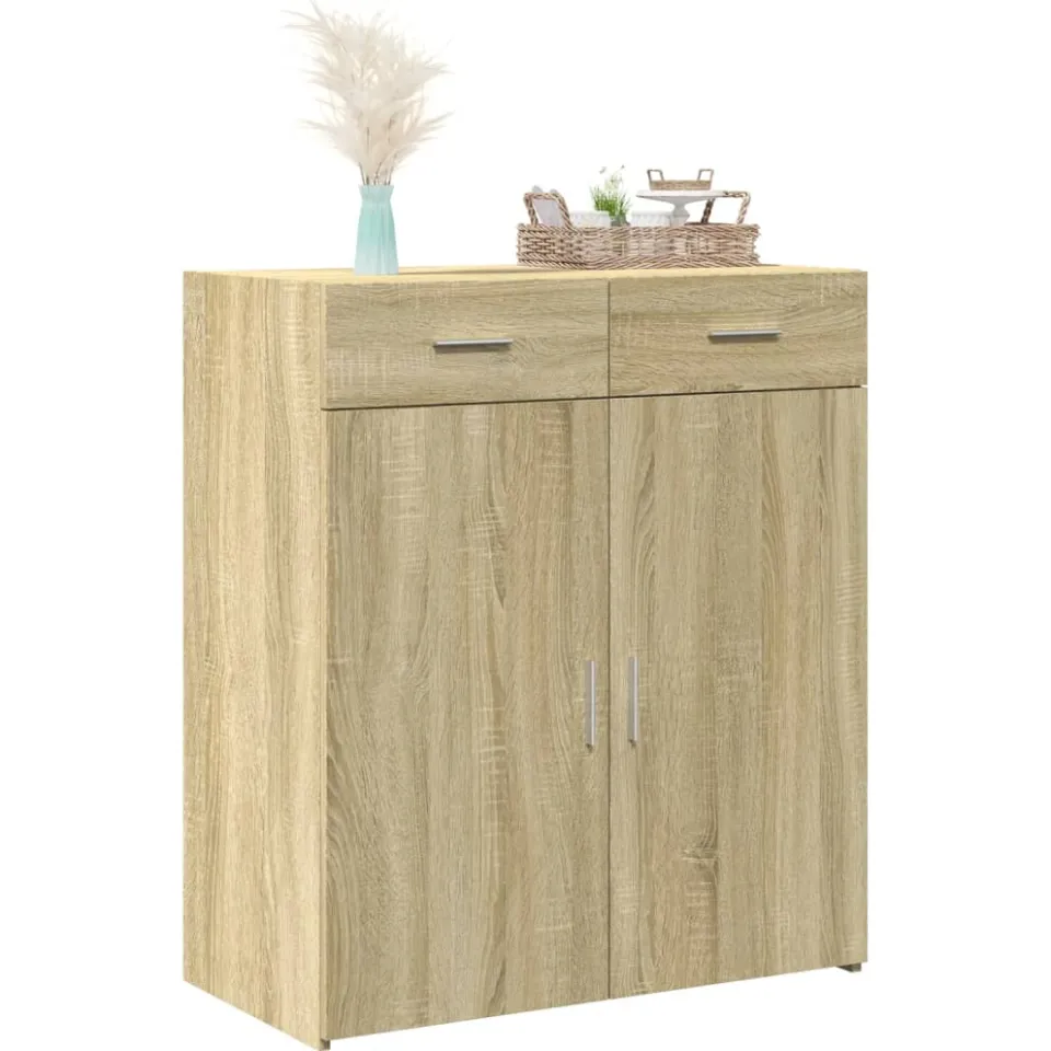 vidaXL Dressoir 80x42,5x93 cm bewerkt hout sonoma eikenkleurig Bruin
