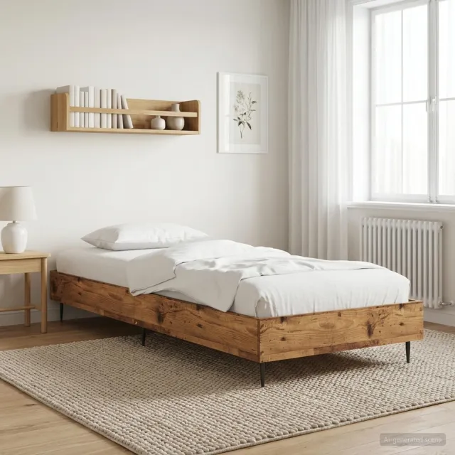 vidaXL Bedframe Oud hout 80 x 200 cm Bewerkt hout Bruin