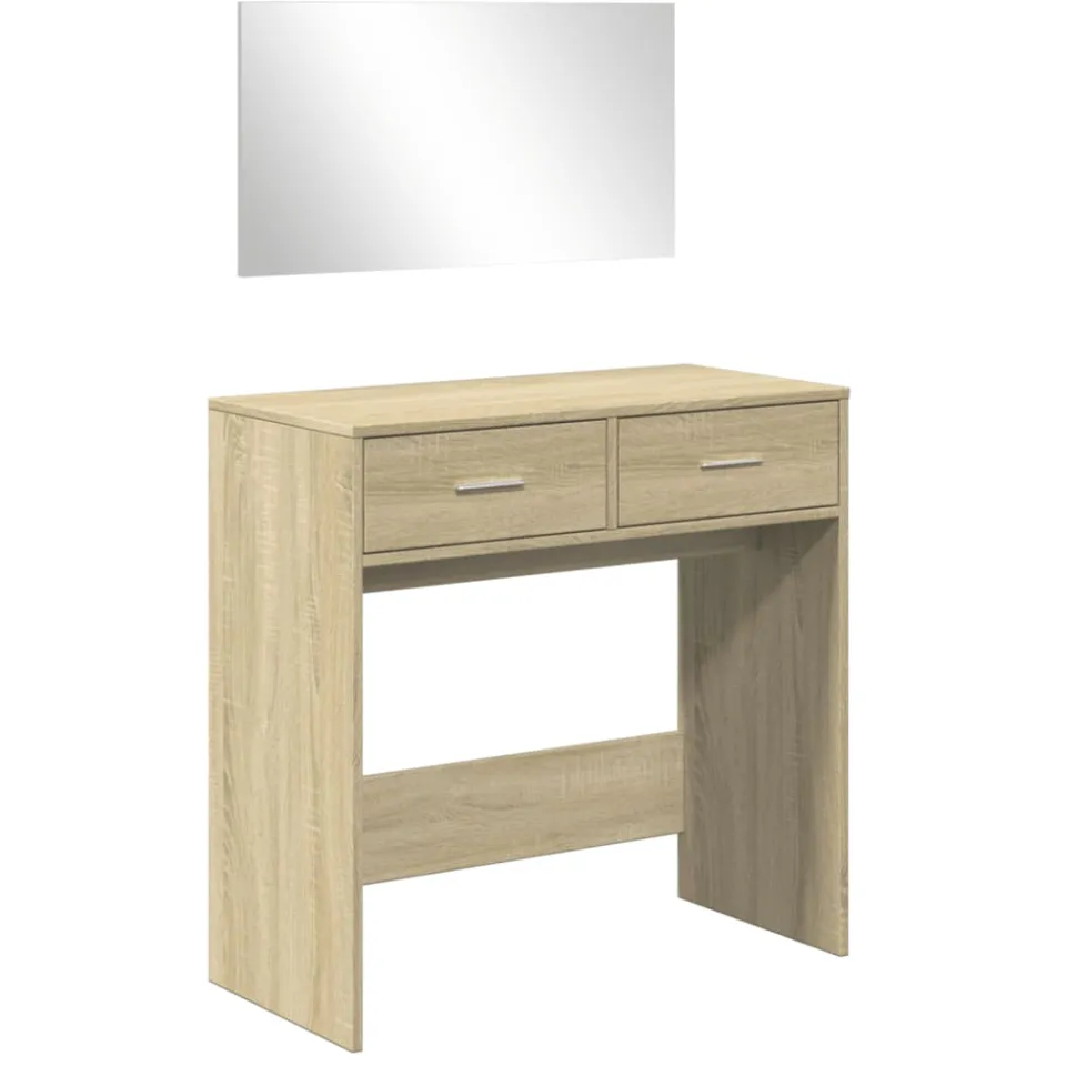 vidaXL Kaptafel met spiegel 80x39x80 cm sonoma eikenkleurig Bruin