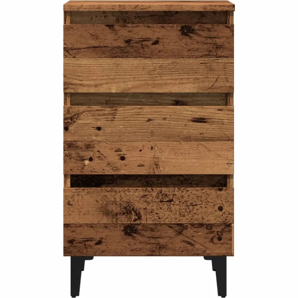 vidaXL Nachtkastje met metalen poten 40x35x69 cm oud houtkleurig bruin, foto 4