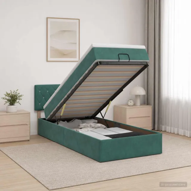 vidaXL Ottoman bed met matras Donkergroen 80 x 200 cm Fluweel groen
