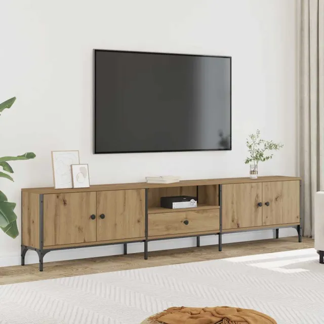 vidaXL Tv-meubel met lade 200x25x44 cm bewerkt hout artisanaal eiken Bruin
