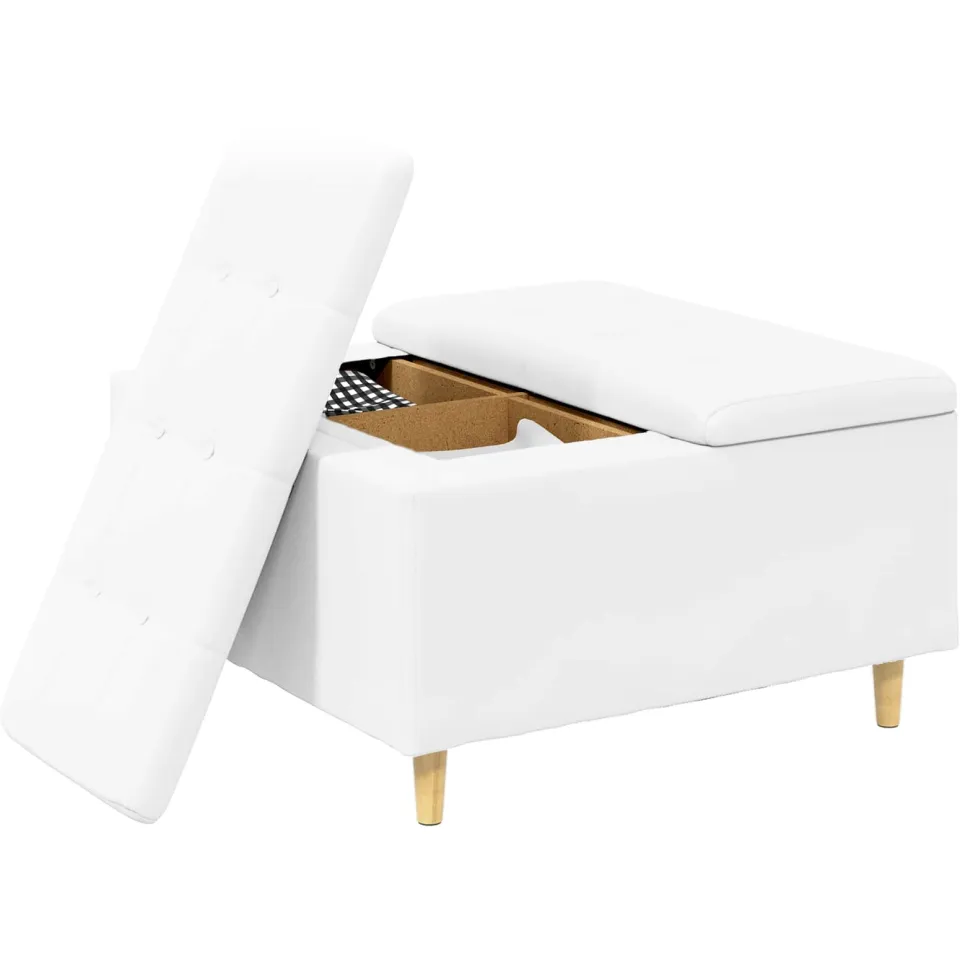vidaXL Ottoman met Opbergruimte Wit 80 x 80 x 45 cm Kunstleer