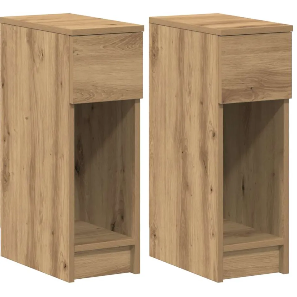 vidaXL Nachtkastjes 2 st met lade 20x36x60 cm artisanaal eikenkleurig, foto 3