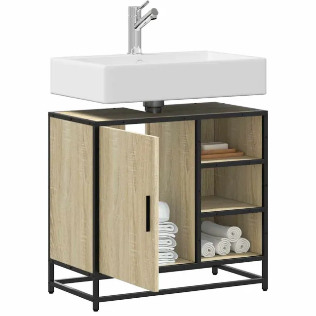 vidaXL Wastafelkast Sonoma eiken 65x33x60 cm bewerkt hout, foto 2