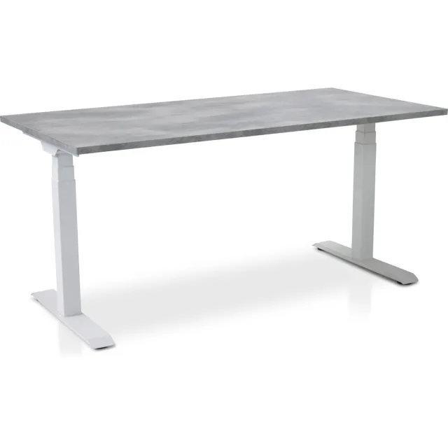 Multi Ratio Zit-sta bureau elektrisch verstelbaar - MRC PRO NEN-EN 527 | 160 x 80 cm | frame wit - blad betonlook - met kabelmanagement | memory functie met USB | 150kg draagvermogen Wit frame