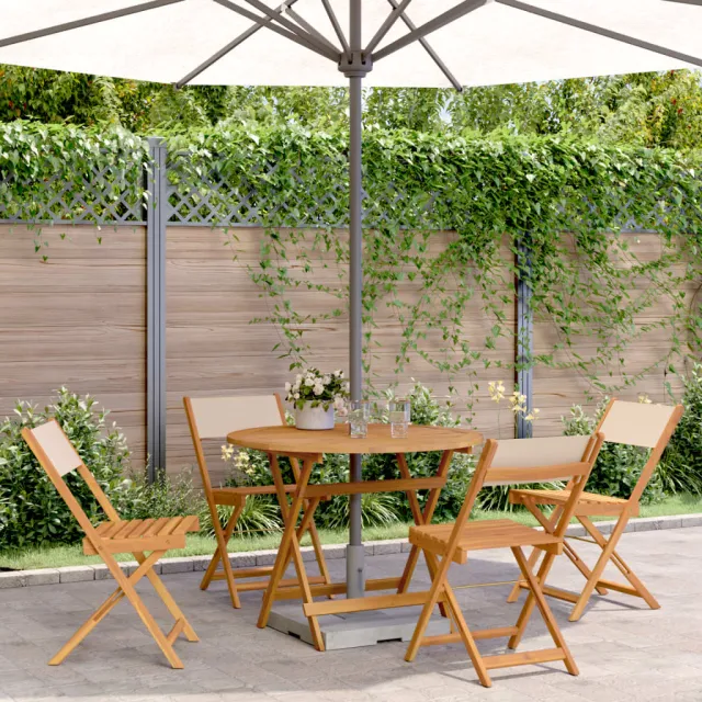 vidaXL 5-delige Tuinset massief hout en stof beige, foto 2