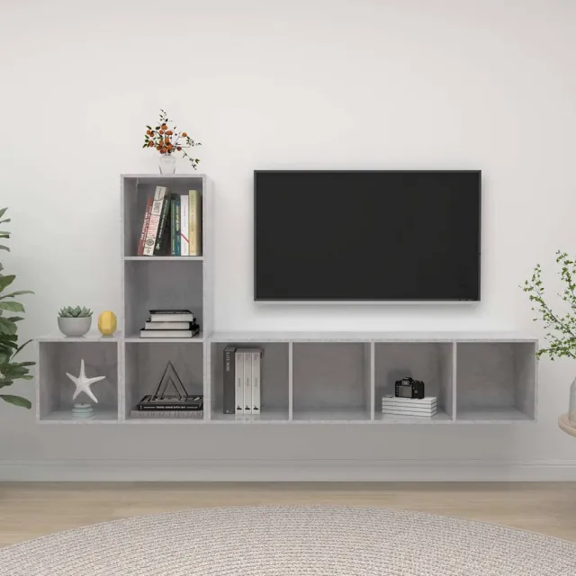 vidaXL 3-delige Tv-meubelset bewerkt hout betongrijs grijs, foto 2