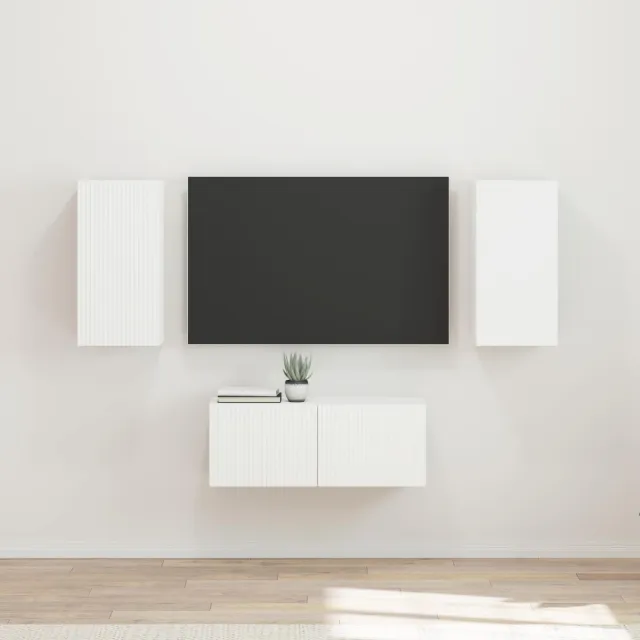 vidaXL Tv-meubelset 6 st Wit Bewerkt hout