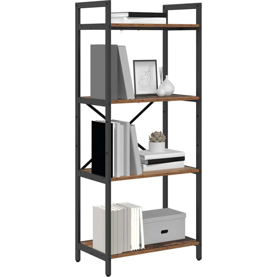 vidaXL Boekenkast 4-laags 56 x 34 x 133,5 cm Bewerkt hout Oud Hout Bruin