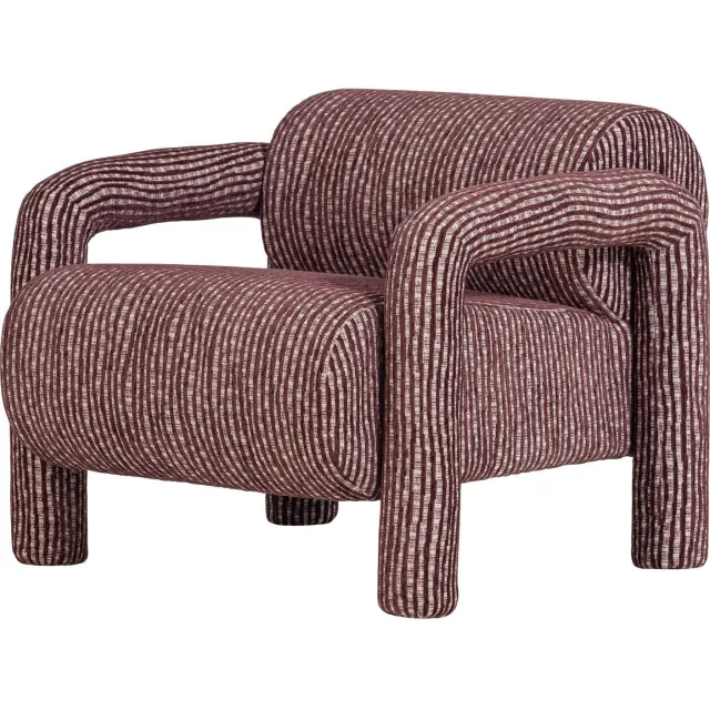 WOOOD Lenny Fauteuil - Dessin - Grijsblauw - 65x76x82 burgundy red