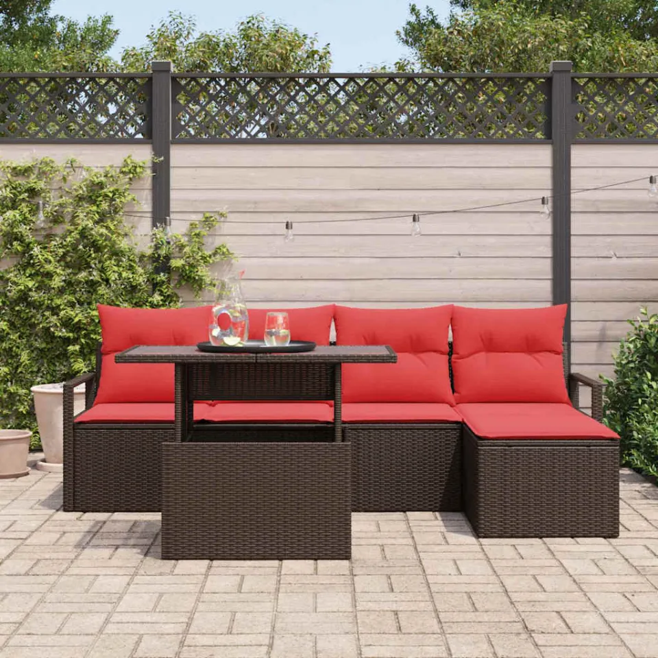 vidaXL Tuin Sofa Set 6 st Bruin poly rattan, foto 3