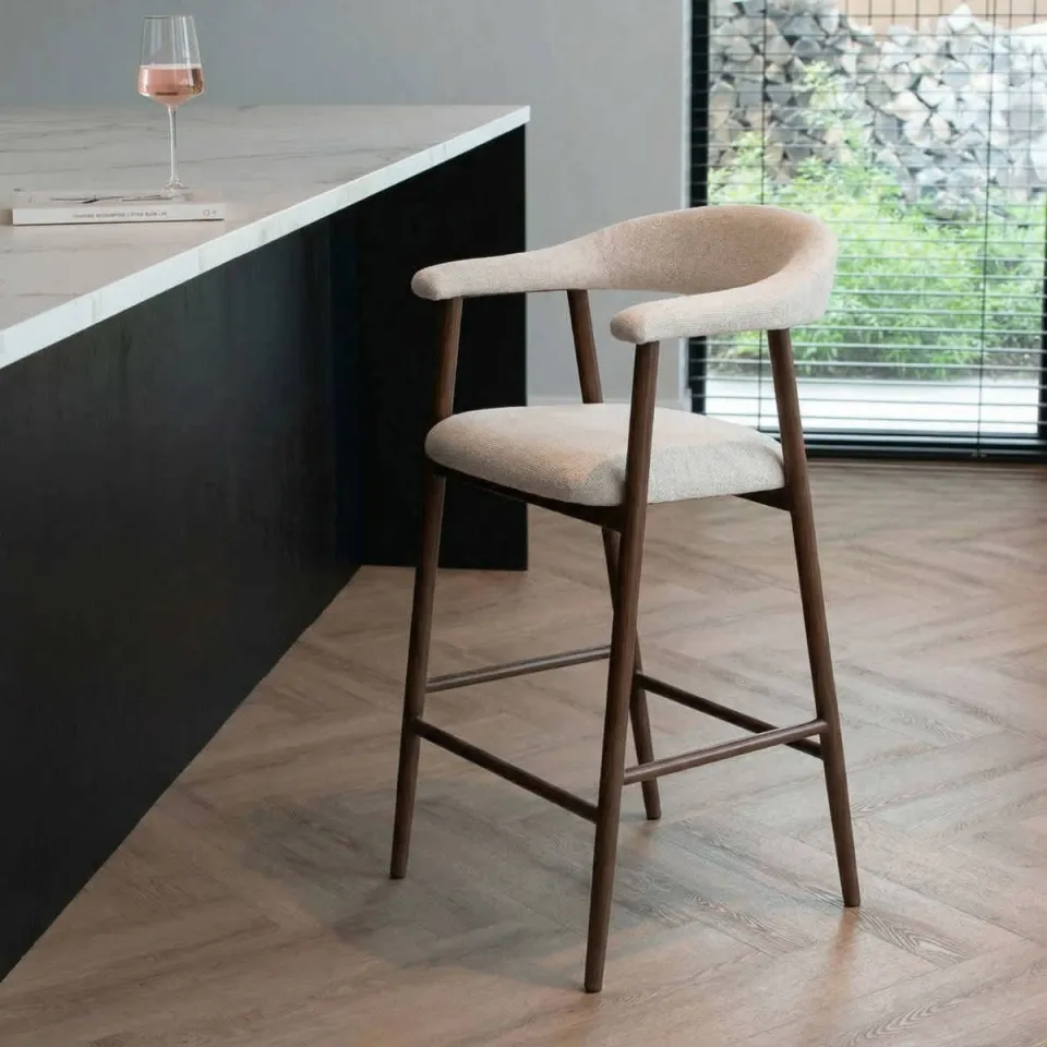Giga Meubel Mila barkruk beige walnoot, foto 6