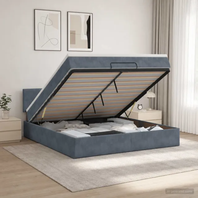 vidaXL Ottoman bed met matras Donkergrijs 140 x 200 cm Fluweel