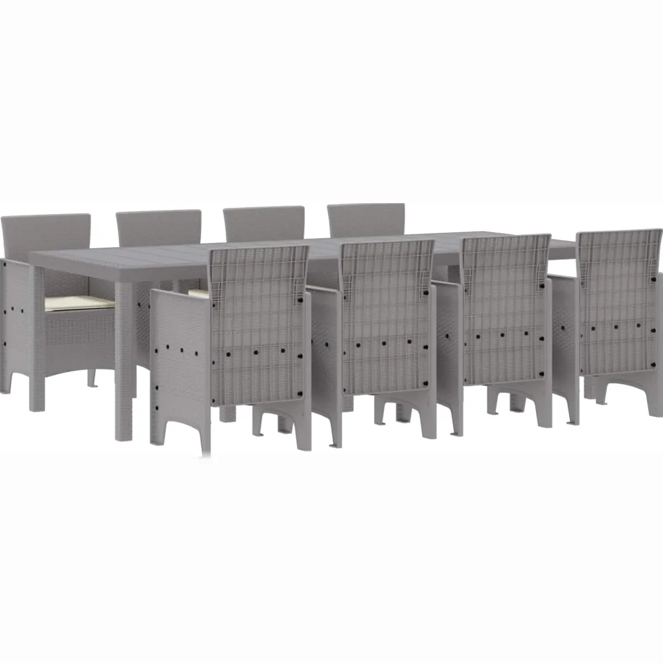vidaXL Tuin Eetset 9 st Wit Polypropyleen