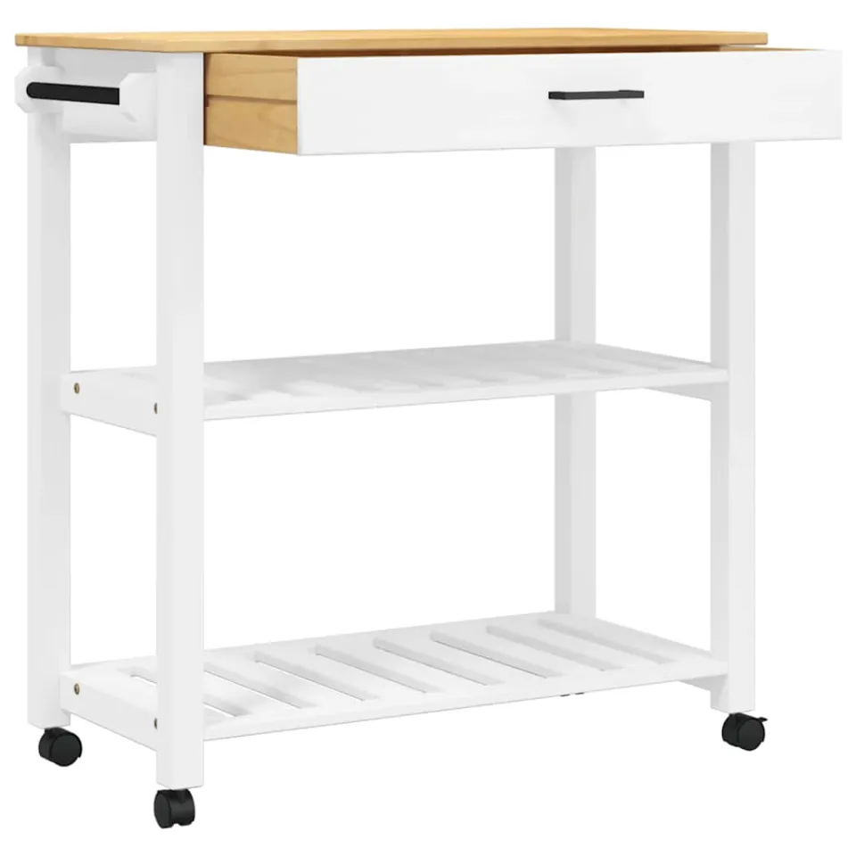 vidaXL Keukentrolley MONZA 84x40x88,5 cm massief grenenhout wit, foto 4