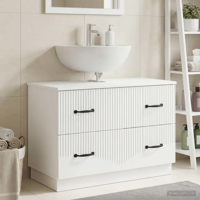 vidaXL Badkamer wastafelkast HOORN Wit 82 x 41 x 56 cm Bewerkt hout, foto 2