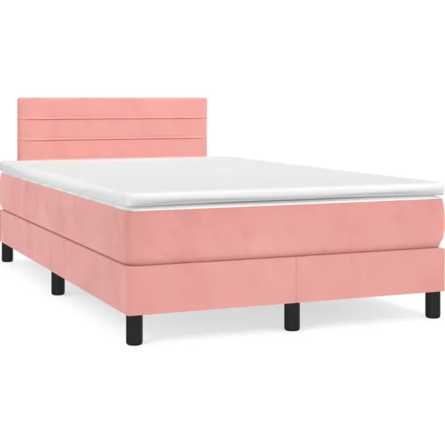 vidaXL Boxspring met matras fluweel roze 120x190 cm