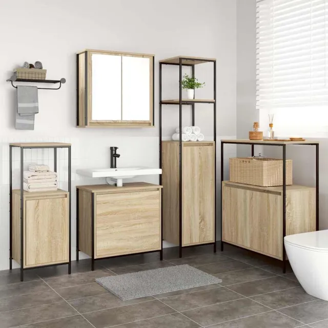 vidaXL Badkamermeubelset 5 st Beige 36 x 35 x 165 cm Bewerkt hout Bruin