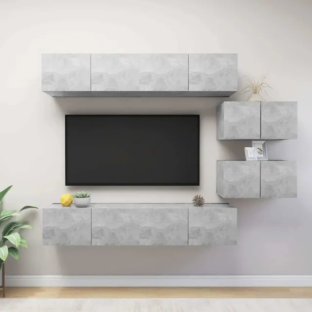 vidaXL 6-delige Tv-meubelset bewerkt hout betongrijs grijs, foto 2